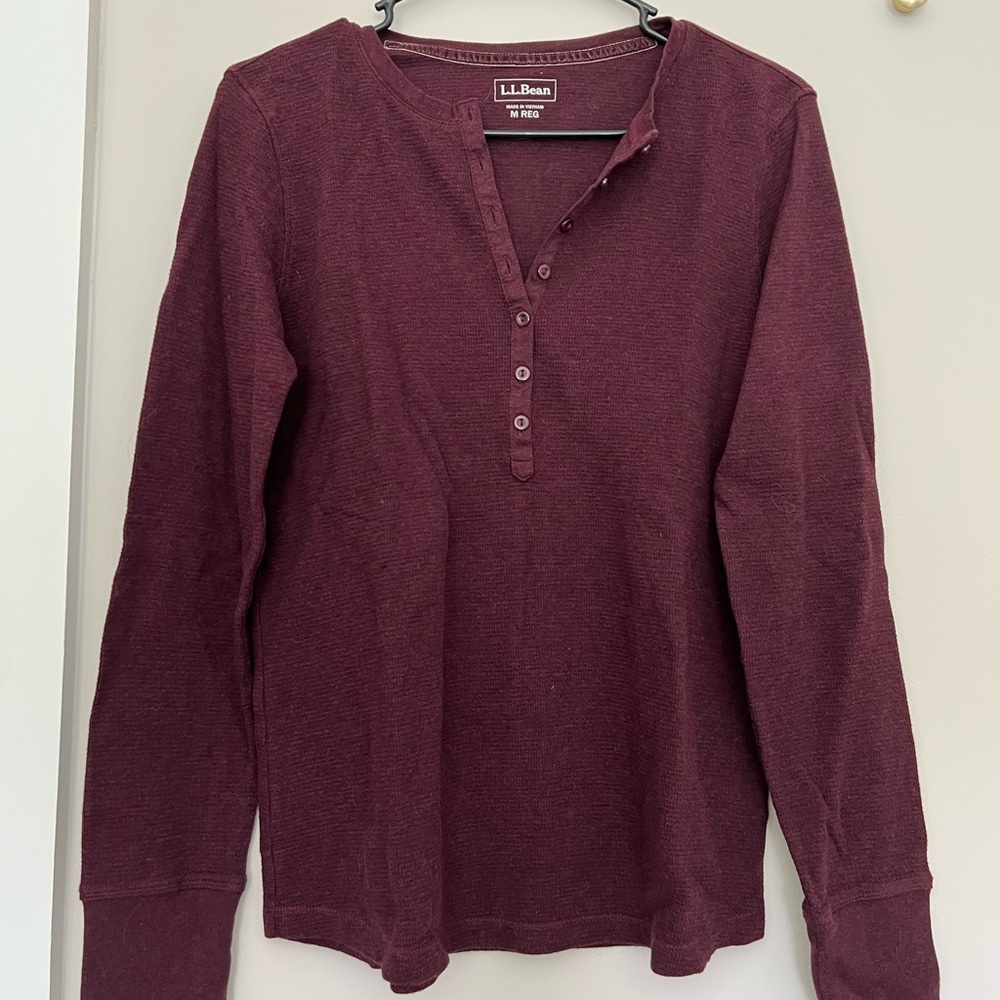 L.L. Bean Burgundy Long-Sleeve Shirt, Size M